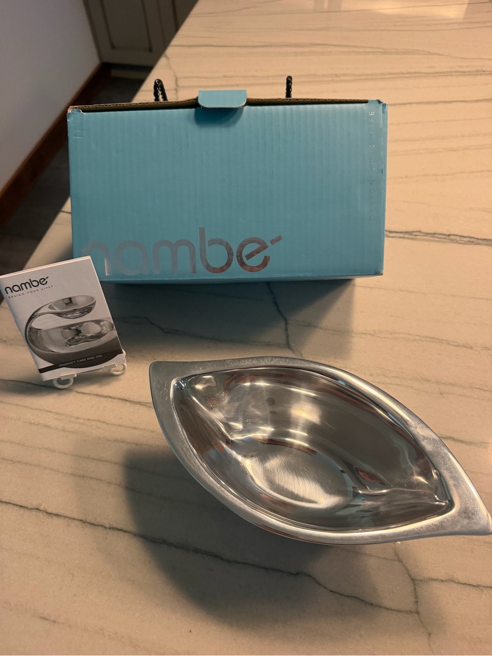 Nambe Polished Stainless Steel Leaf Serving Tray - Silver